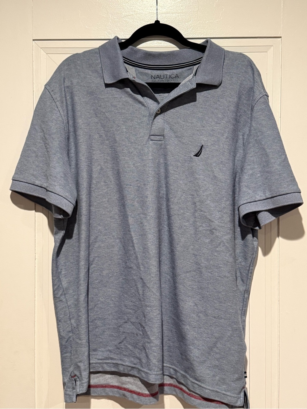 Nautica Heather Light Blue Men's Polo with Sail Logo